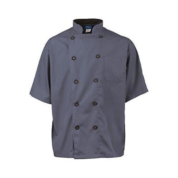 Kng Medium Men's Active Slate Short Sleeve Chef Coat 2124SLBKM